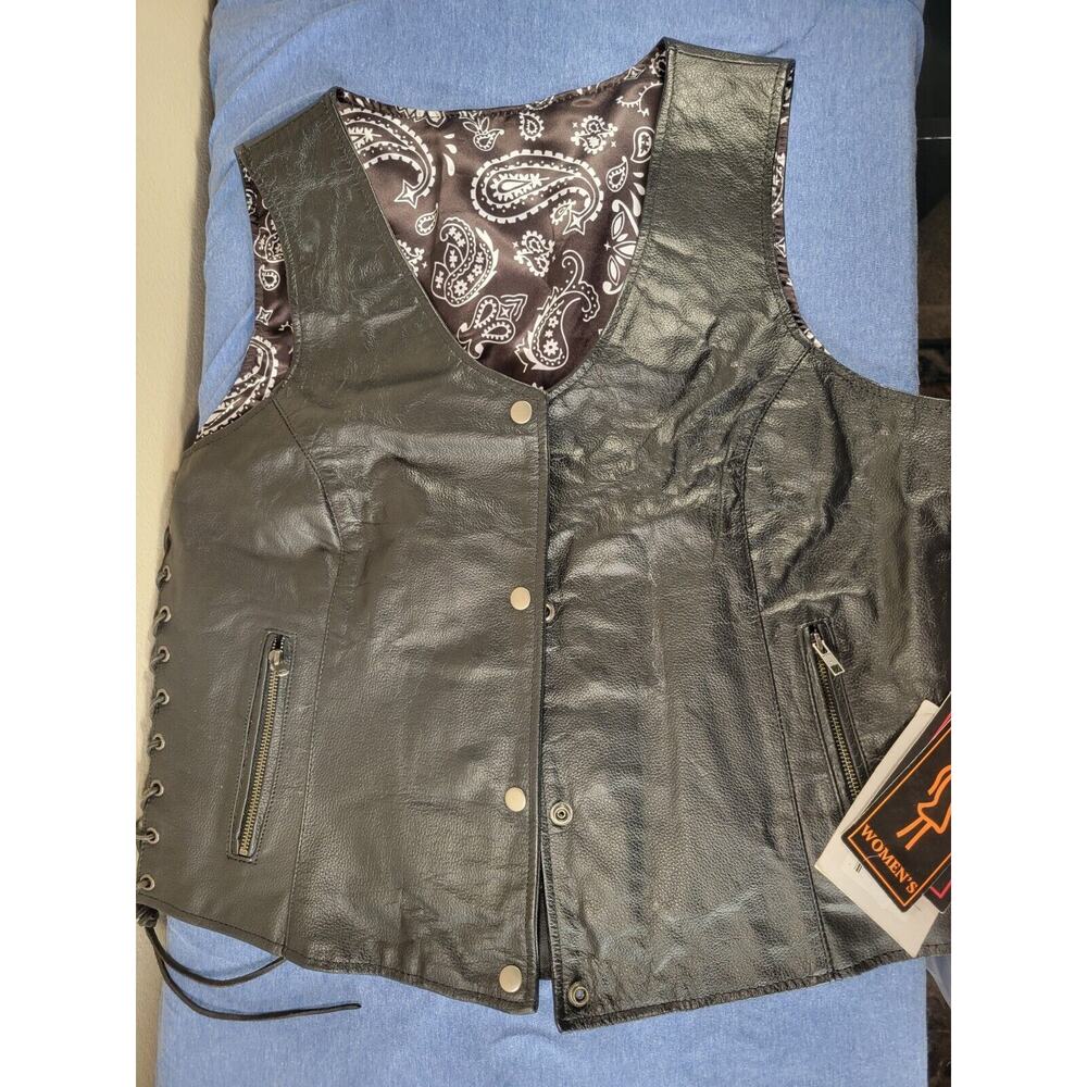 New Highway Hawks Leather Vest Woman's 3XL motorcycle leather vest Riding Black